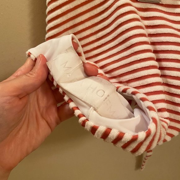 Mara Hoffman Terry Lace-Up Striped Swimsuit in Rust - Picture 6 of 7